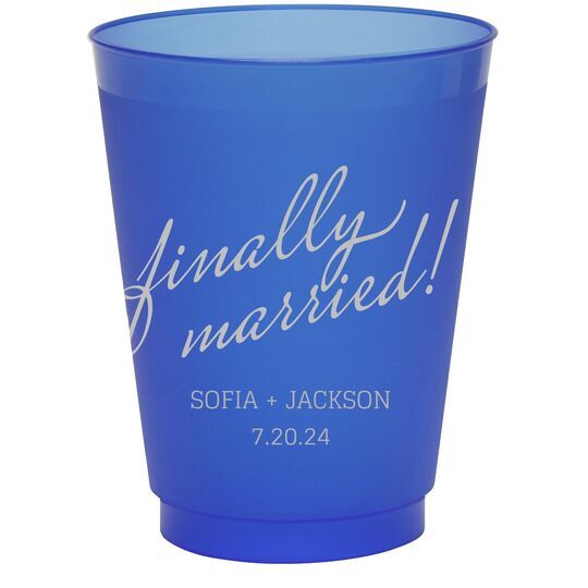 Expressive Script Finally Married Colored Shatterproof Cups